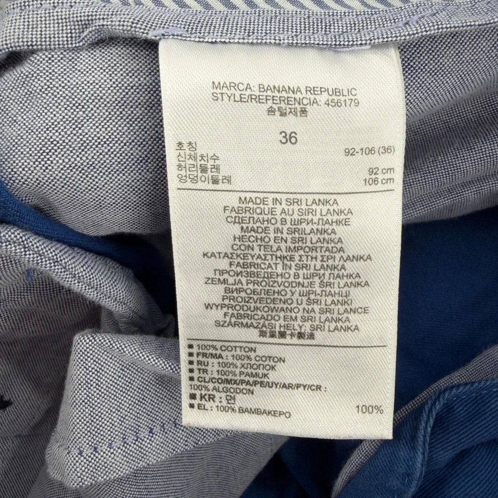 Banana Republic Short Mens 36 Blue Cotton Chino Flat Front 10